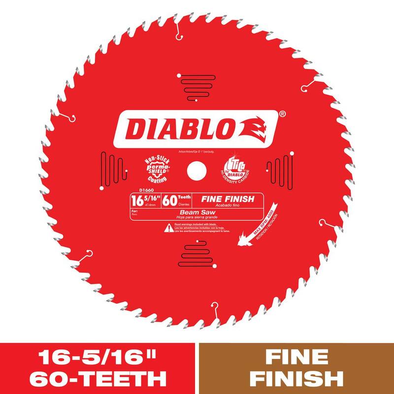 DIABLO 16-5/16 pulgadas x 60 dientes Hoja de Sierra para Acabado Fino en Madera - D1660X