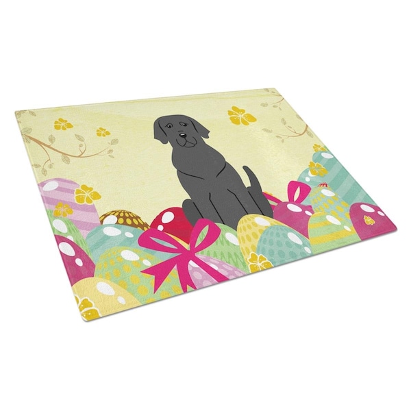 Carolines Treasures Easter Eggs Black Labrador Glass Cutting Board Large - BB6057LCB