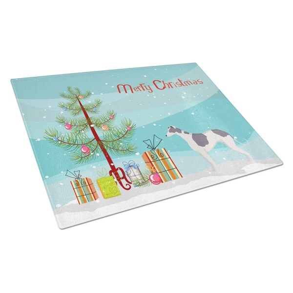 Carolines Treasures Greyhound Christmas Tree Glass Cutting Board Large - CK3543LCB