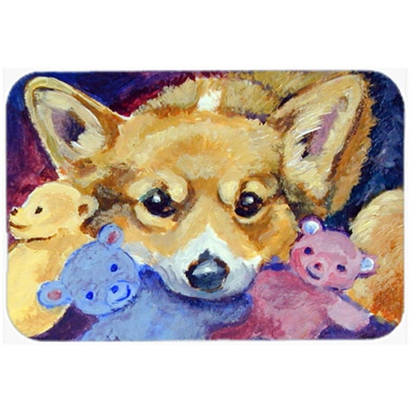 Carolines Treasures Corgi With all the toys Glass Cutting Board Large - 7431LCB