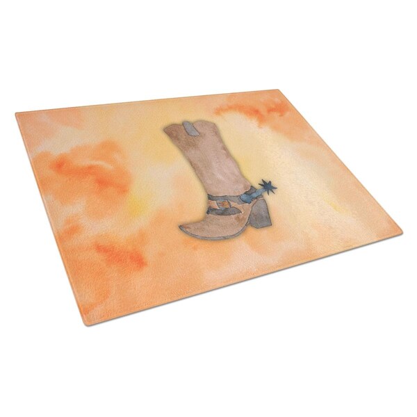 Carolines Treasures Cowboy Boot Watercolor Glass Cutting Board Large - BB7371LCB