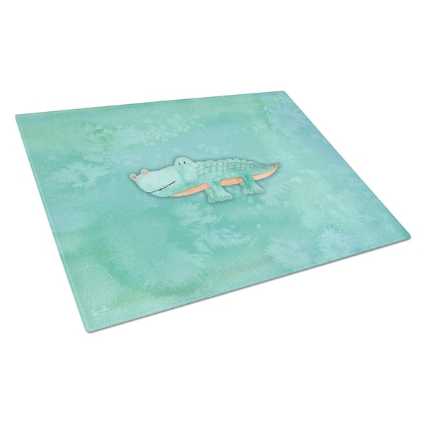 Carolines Treasures Alligator Watercolor Glass Cutting Board Large - BB7385LCB
