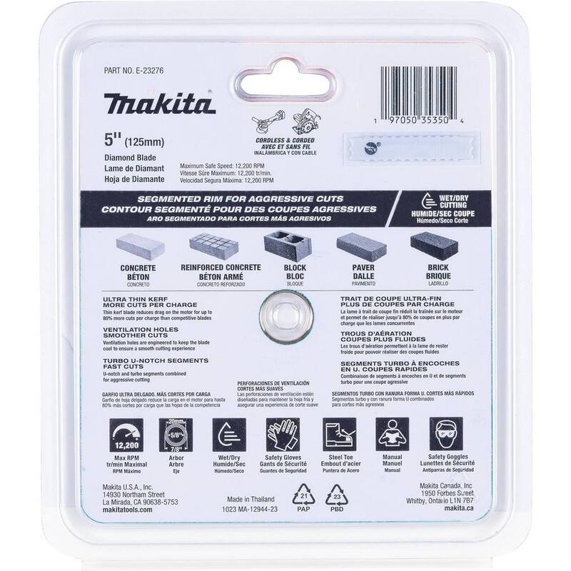 Disco de Diamante de Borde Segmentado de Corte Delgado de 5 pulgadas Makita - E-23276