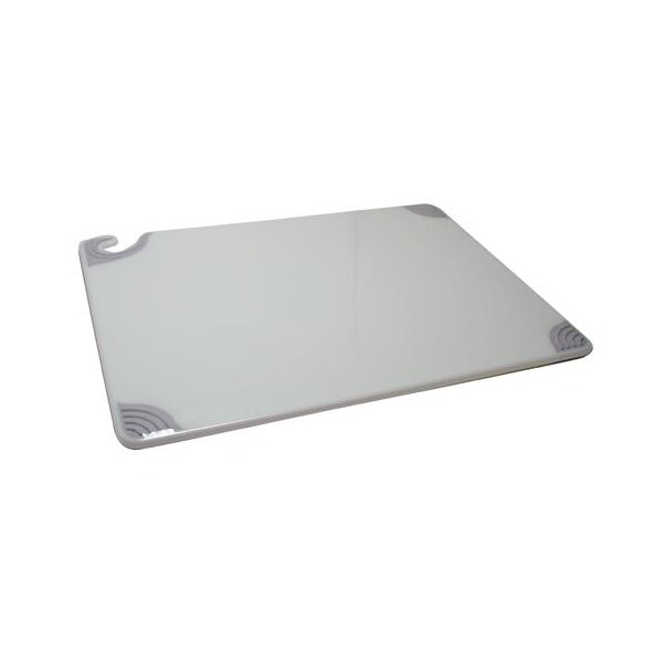 San Jamar 12 in x 18 in x 1/2 in White Saf-T-Grip Cutting Board - CBG121812WH