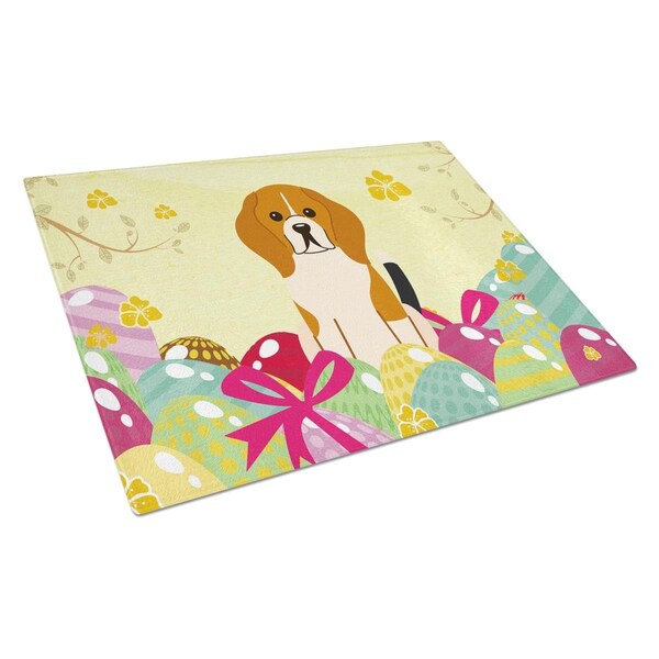 Carolines Treasures Easter Eggs Beagle Tricolor Glass Cutting Board Large - BB6040LCB
