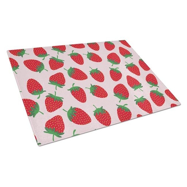 Carolines Treasures Carolines Treasures BB5146LCB Strawberries on Pink Glass Cutting Board; Large - BB5146LCB