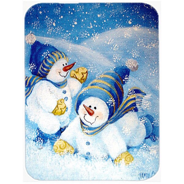 Carolines Treasures PJC1017LCB Snow Babies At Play Snowman Glass Cutting Board, Large - PJC1017LCB