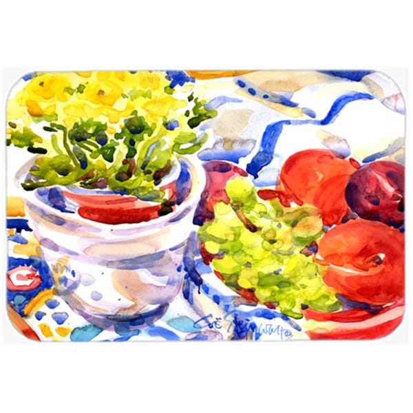 Carolines Treasures 6037LCB 15 x 12 in. Apples, Plums and Grapes with Flowers Glass Cutting Board, Large - 6037LCB