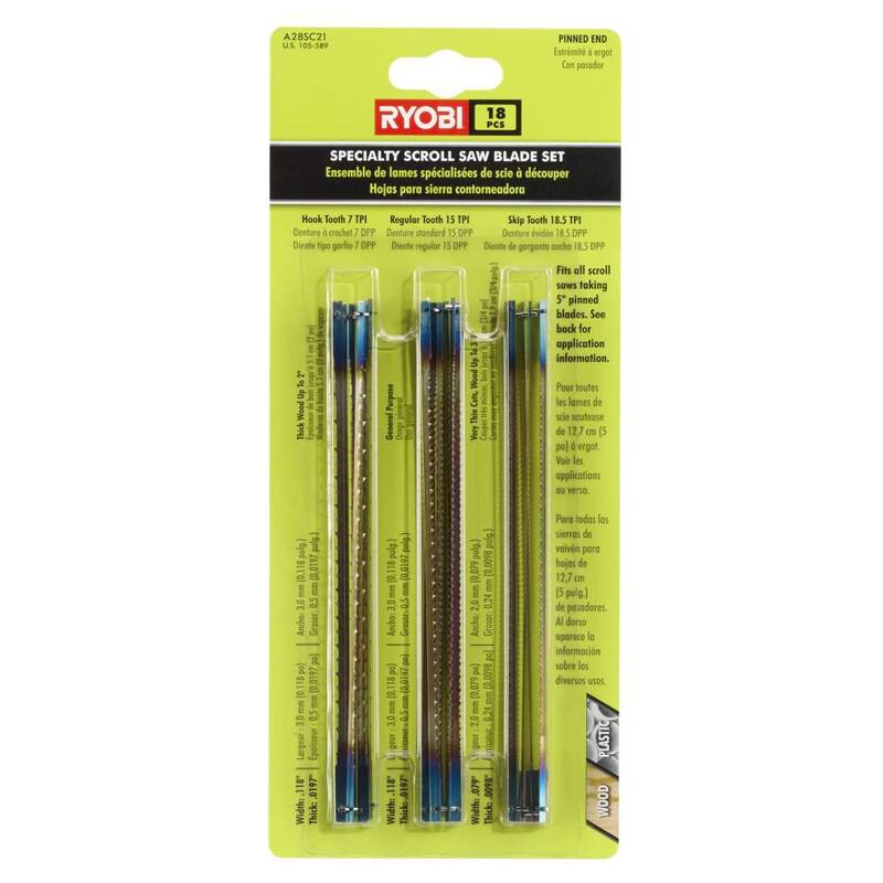 Juego de hojas de sierra de marquetería con dientes regulares RYOBI (18 piezas) - A28SC21