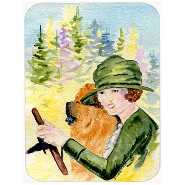 Carolines Treasures Lady driving with her Chow Chow Glass Cutting Board - Large- 15 H x 12 L in. - SS8527LCB
