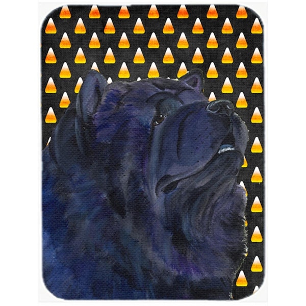 Carolines Treasures 15 x 12 in. Chow Chow Candy Corn Halloween Portrait Glass Cutting Board - Large - SS4294LCB