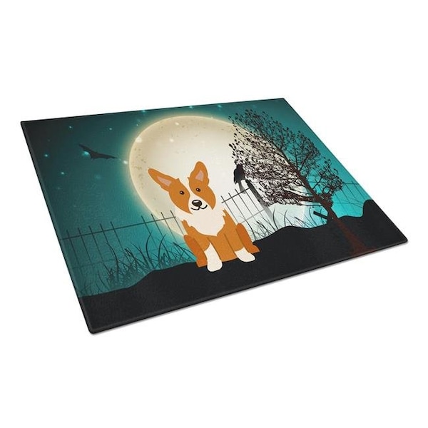 Carolines Treasures Carolines Treasures BB2290LCB Halloween Scary Corgi Glass Cutting Board; Large - BB2290LCB
