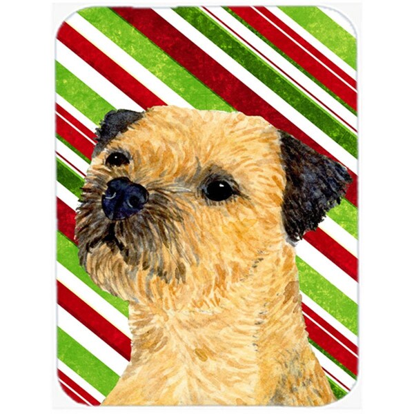 Carolines Treasures Border Terrier Candy Cane Holiday Christmas Glass Cutting Board - Large - LH9233LCB