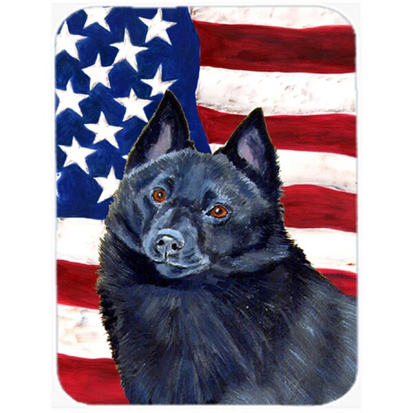 Carolines Treasures 15 x 12 in. USA American Flag with Schipperke Glass Cutting Board - Large - LH9009LCB