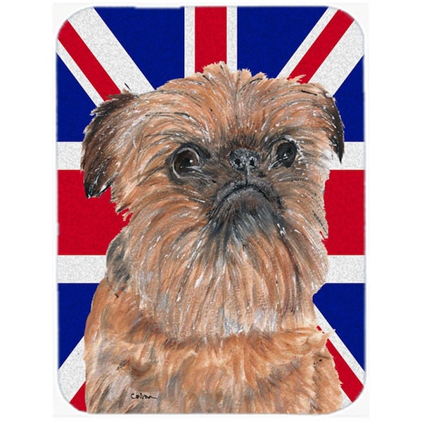 Carolines Treasures Brussels Griffon With Engish Union Jack British Flag Glass Cutting Board - Large - SC9864LCB