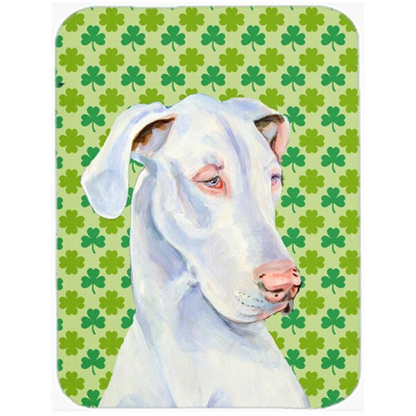 Carolines Treasures 15 x 12 in. Great Dane St. Patricks Day Shamrock Portrait Glass Cutting Board - Large - LH9176LCB