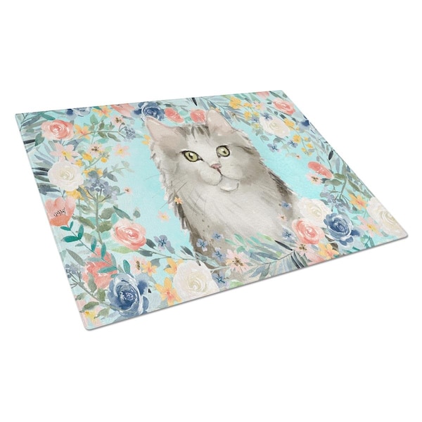 Carolines Treasures Ragamuffin Spring Flowers Glass Cutting Board Large - CK3395LCB