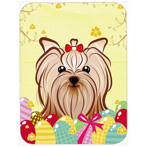 Carolines Treasures Carolines Treasures BB1886LCB Yorkie Yorkshire Terrier Easter Egg Hunt Glass Cutting Board; Large - BB1886LCB