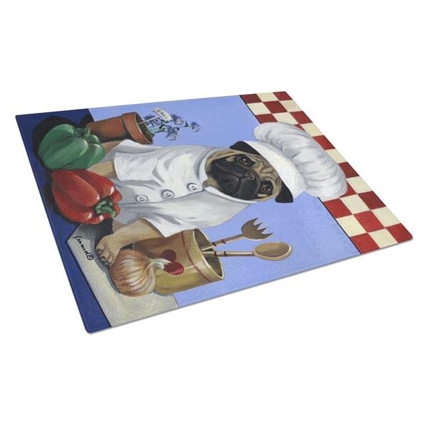 Carolines Treasures Carolines Treasures PPP3155LCB Pug Veggie Chef Glass Cutting Board - Large - PPP3155LCB