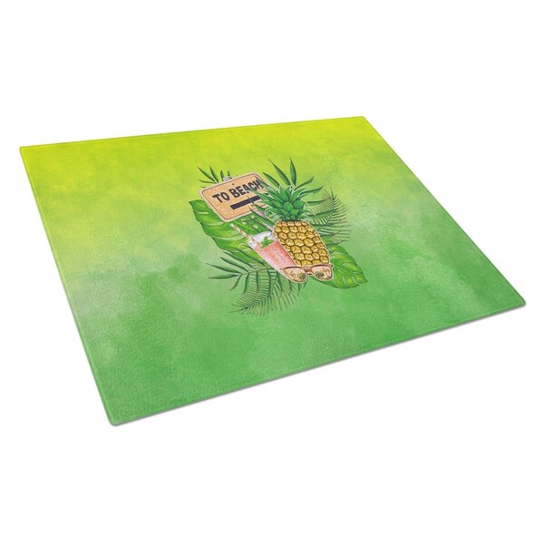 Carolines Treasures To the Beach Summer Glass Cutting Board Large - BB7450LCB