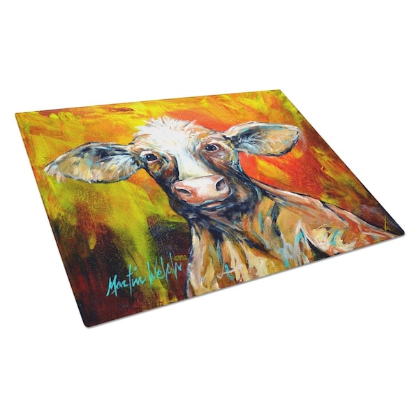 Carolines Treasures Happy Cow Glass Cutting Board Large - MW1277LCB