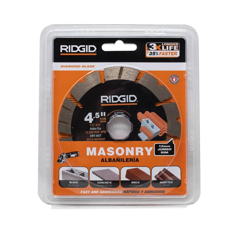 RIDGID 4-1/2 pulgadas Hoja de Diamante con Rin Segmentado para Corte de Albañilería - 25-SG45IP