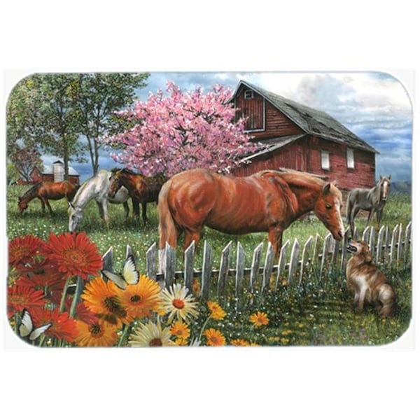 Carolines Treasures Carolines Treasures PTW2020LCB Horses Chatting With The Neighbors Glass Cutting Board; Large - PTW2020LCB