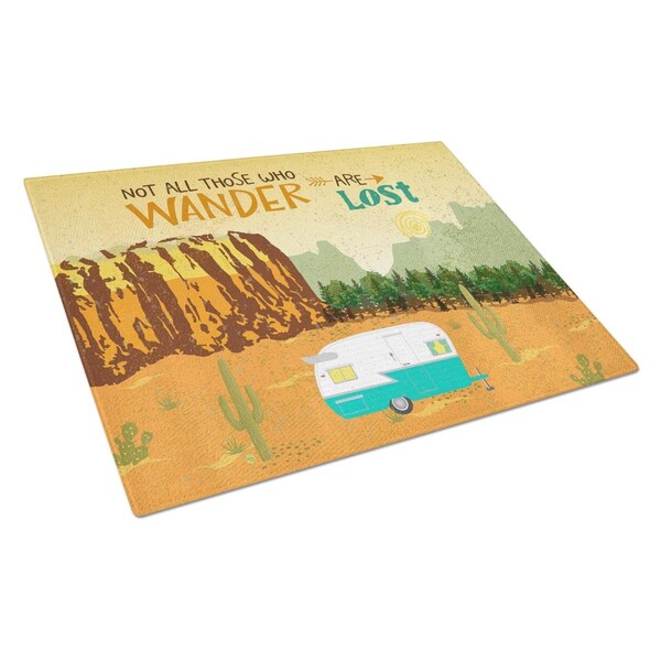 Carolines Treasures Retro Camper Camping Wander Glass Cutting Board Large - VHA3025LCB