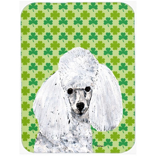 Carolines Treasures White Toy Poodle Lucky Shamrock St. Patricks Day Glass Cutting Board - Large - SC9725LCB