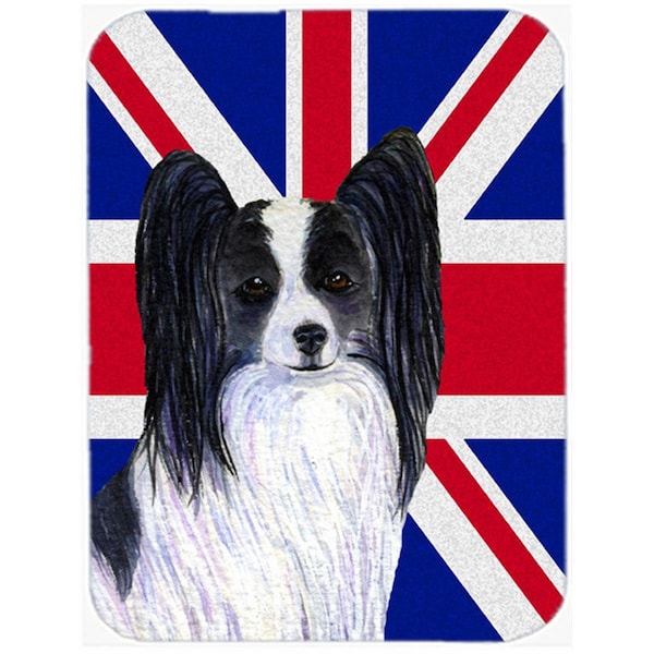 Carolines Treasures Papillon With English Union Jack British Flag Glass Cutting Board - Large - SS4947LCB