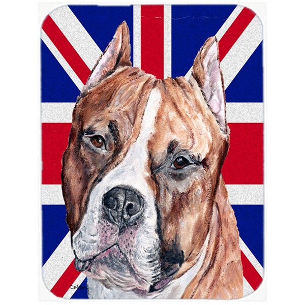 Carolines Treasures Staffordshire Bull Terrier Staffie With English Union Jack British Flag Glass Cutting Board - Large - SC9883LCB