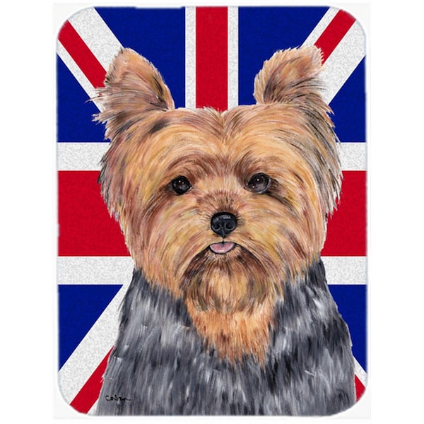 Carolines Treasures Yorkie With English Union Jack British Flag Glass Cutting Board - Large - SC9845LCB