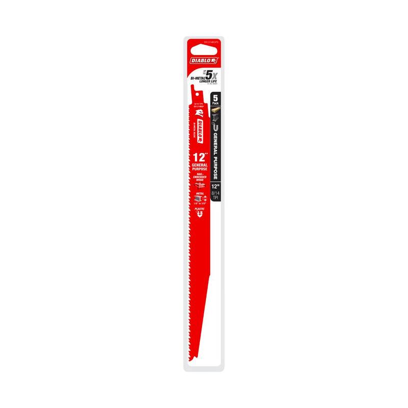 DIABLO 12 pulgadas 8/14 TPI cuchillas de sierra reciproca bimetal para cortes de propósito general - DS1214BGP5