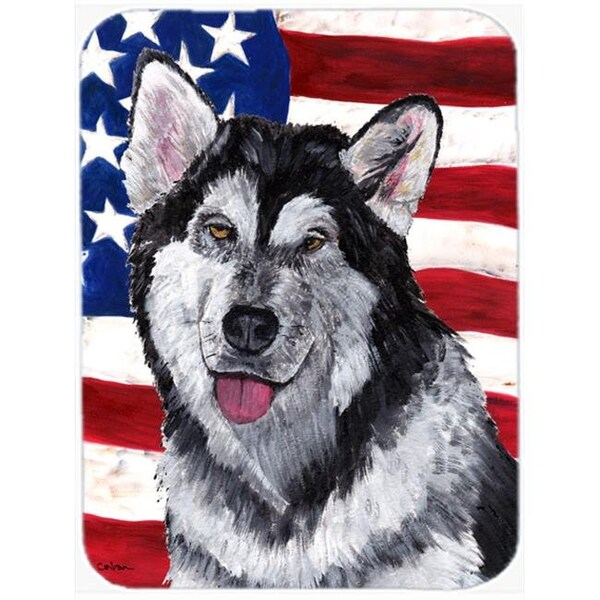 Carolines Treasures Carolines Treasures SC9497LCB Alaskan Malamute USA Patriotic American Flag Glass Cutting Board - Large - SC9497LCB