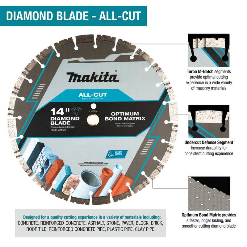 Disco de Diamante Makita de 14 pulgadas con Borde Segmentado para Todo Tipo de Cortes - E-23341