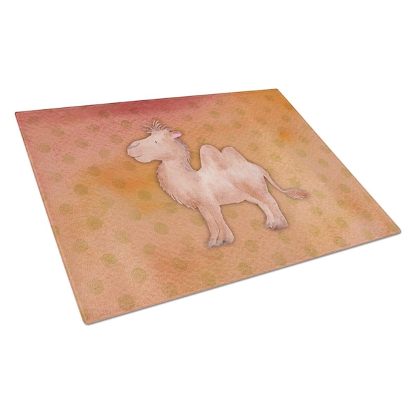 Carolines Treasures Polkadot Camel Watercolor Glass Cutting Board Large - BB7393LCB