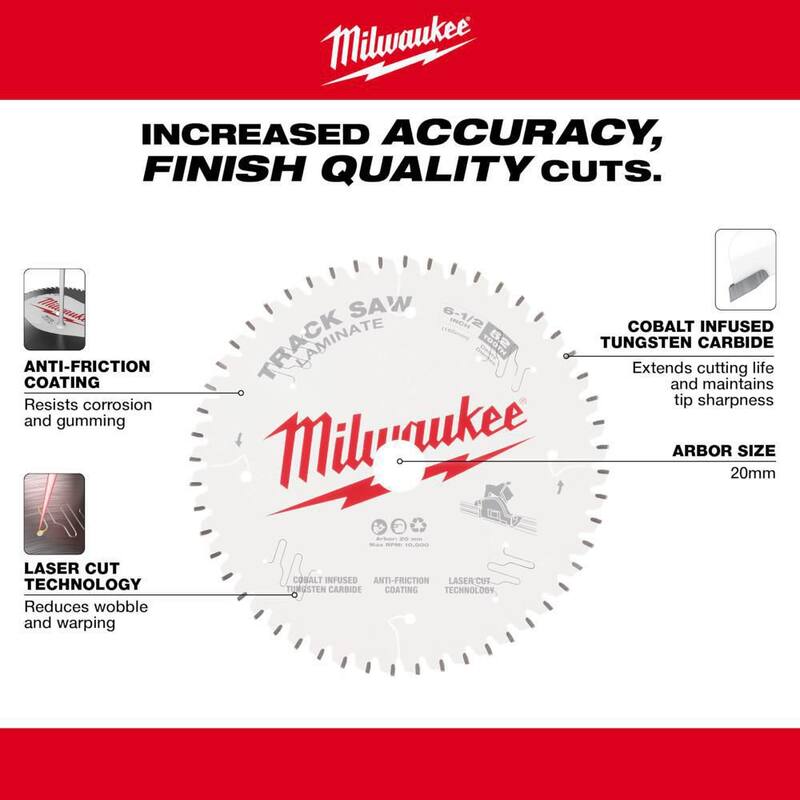 Hoja de sierra para riel de laminado de carburo de 6-1/2 pulgadas y 52 dientes de Milwaukee (paquete de 1) - 48-40-0643