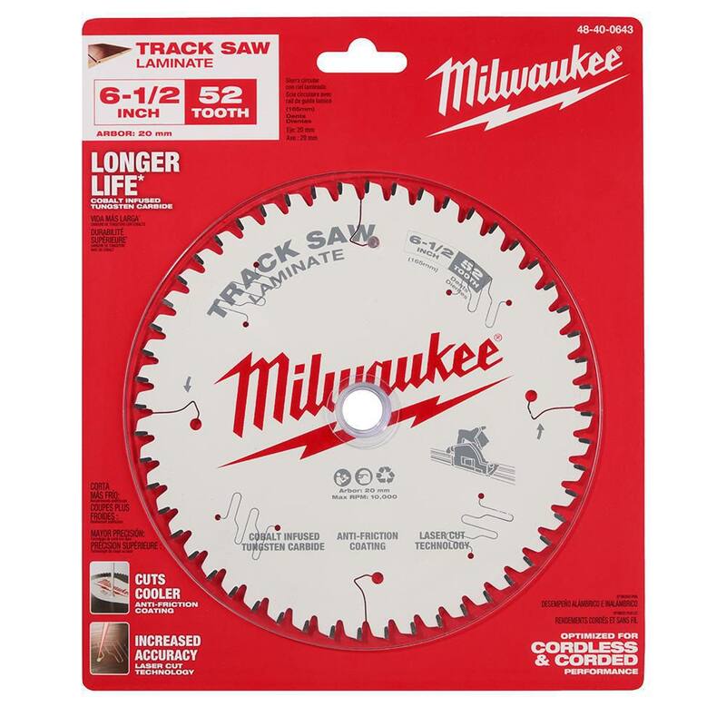 Hoja de sierra para riel de laminado de carburo de 6-1/2 pulgadas y 52 dientes de Milwaukee (paquete de 1) - 48-40-0643