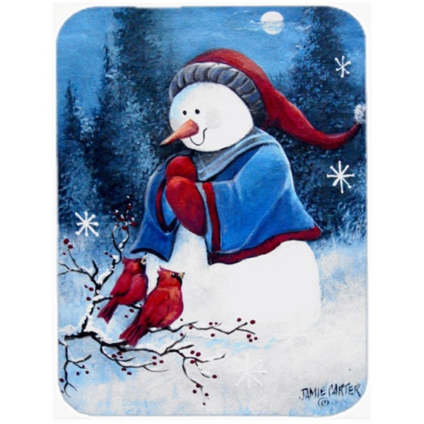 Carolines Treasures PJC1013LCB Hello Winter Friends Snowman Glass Cutting Board, Large - PJC1013LCB