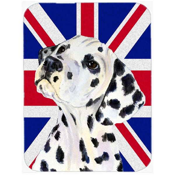 Carolines Treasures Dalmatian With English Union Jack British Flag Glass Cutting Board - Large - SS4934LCB