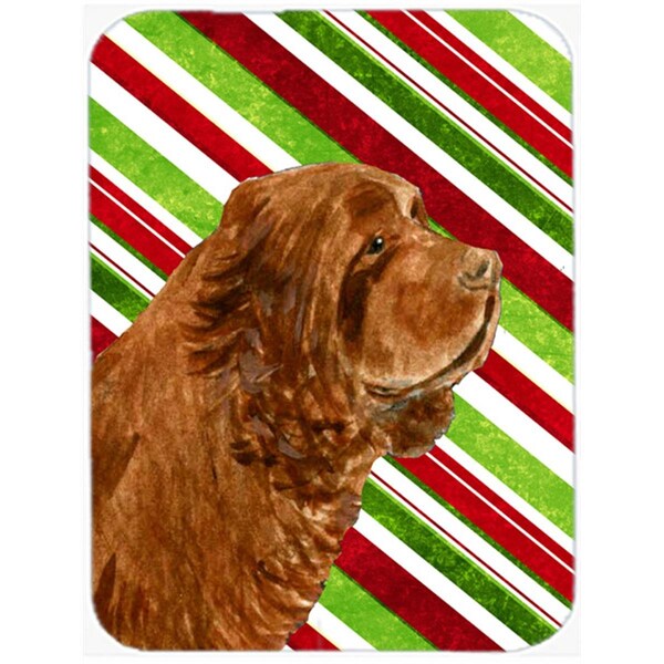 Carolines Treasures Sussex Spaniel Candy Cane Holiday Christmas Glass Cutting Board - Large - SS4579LCB
