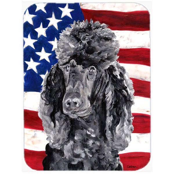 Carolines Treasures Black Standard Poodle With American Flag USA Glass Cutting Board - Large - SC9626LCB