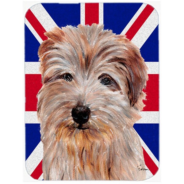 Carolines Treasures Norfolk Terrier With English Union Jack British Flag Glass Cutting Board - Large - SC9875LCB