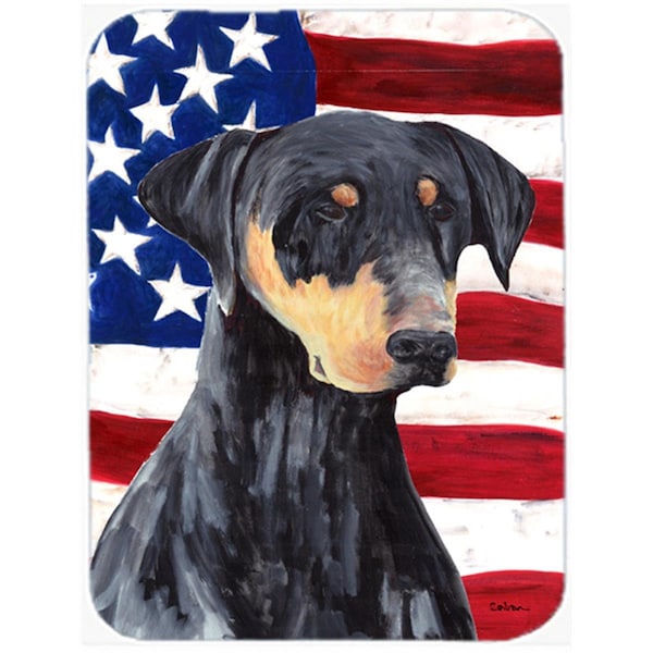 Carolines Treasures 15 x 12 in. USA American Flag with Doberman Glass Cutting Board - Large - SC9030LCB
