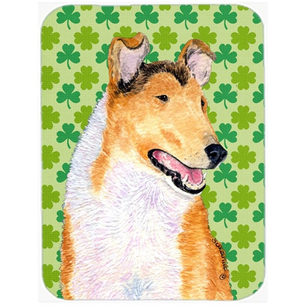 Carolines Treasures Collie Smooth St. Patricks Day Shamrock Portrait Glass Cutting Board- Large - SS4401LCB