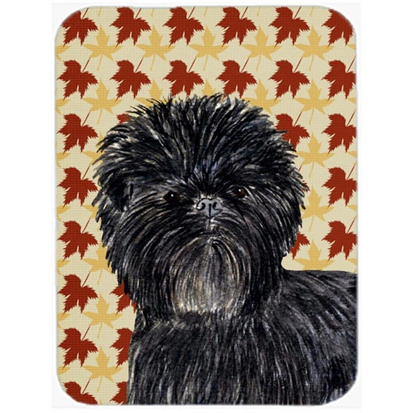 Carolines Treasures 12 x 15 in. Affenpinscher Fall Leaves Portrait Glass Cutting Board- Large - SS4345LCB