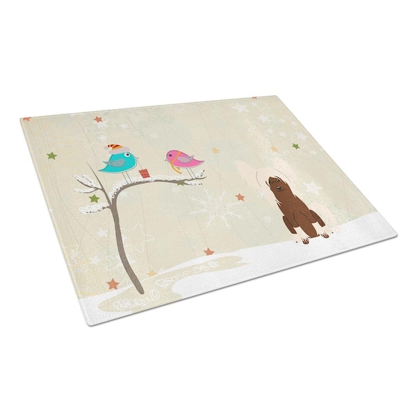 Carolines Treasures Christmas Presents Between Friends Chinese Crested Cream Glass Cutting Board, Large - BB2585LCB