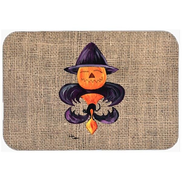Carolines Treasures Carolines Treasures 8748LCB 15 x 12 in. Halloween Pumpkin Bat Fleur de lis Glass Cutting Board; Large - 8748LCB