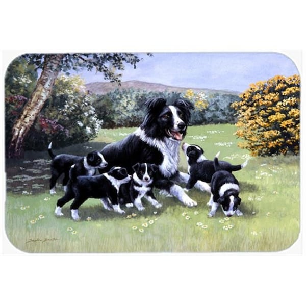 Carolines Treasures Carolines Treasures BDBA0257LCB Border Collie Puppies with Momma Glass Large Cutting Board - BDBA0257LCB