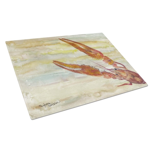 Carolines Treasures Crawfish Yellow Sky Glass Cutting Board Large - SC2021LCB